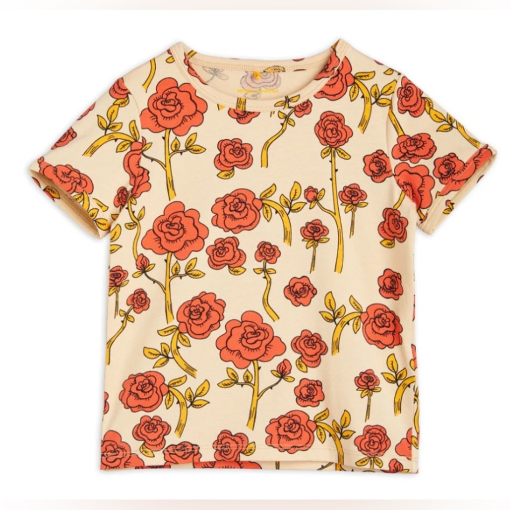 Mini Rodini Organic Cotton Floral Pajama Top & Bottom Set